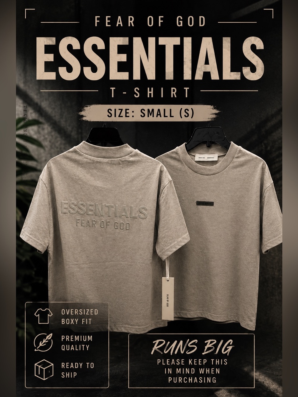 🔥 Fear Of God ESSENTIALS T-Shirt – Oversized Boxy Fit Small